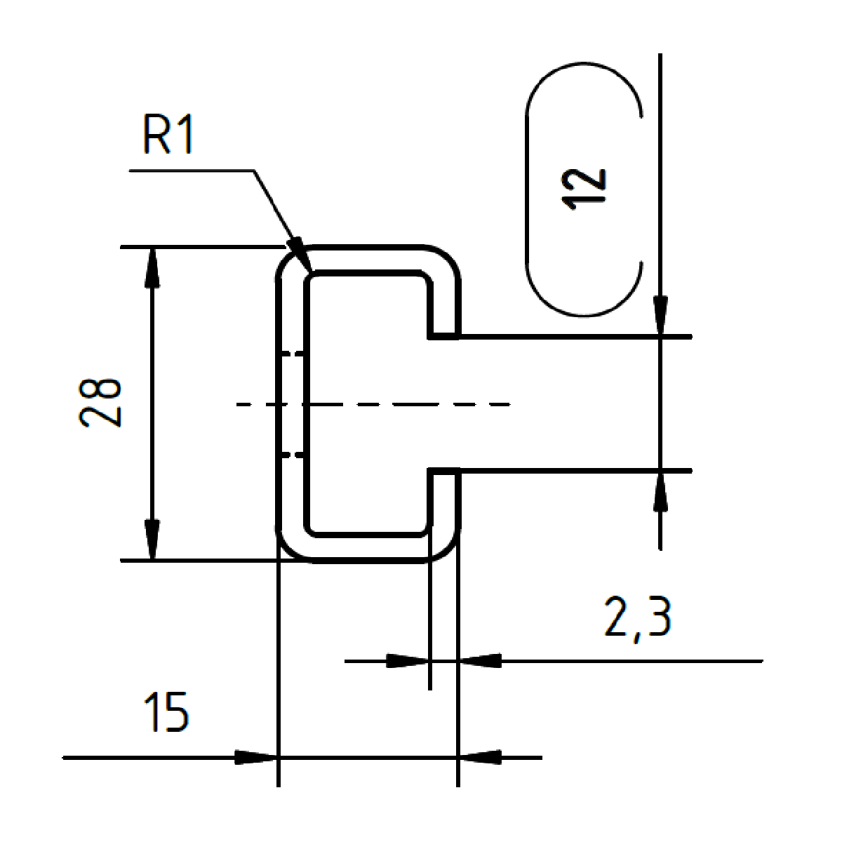 Profil 28/15 - 1.000 mm - gelocht - WB