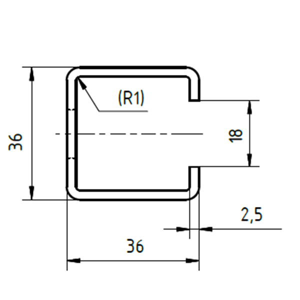 Profil 36/36 - 1.000 mm - gelocht - WB