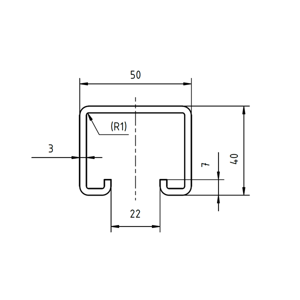 Profil 50/40 - 1.000 mm - gelocht - WB