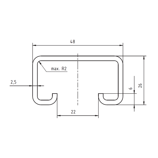 Profil 48/26 - 1.000 mm - gelocht - WB