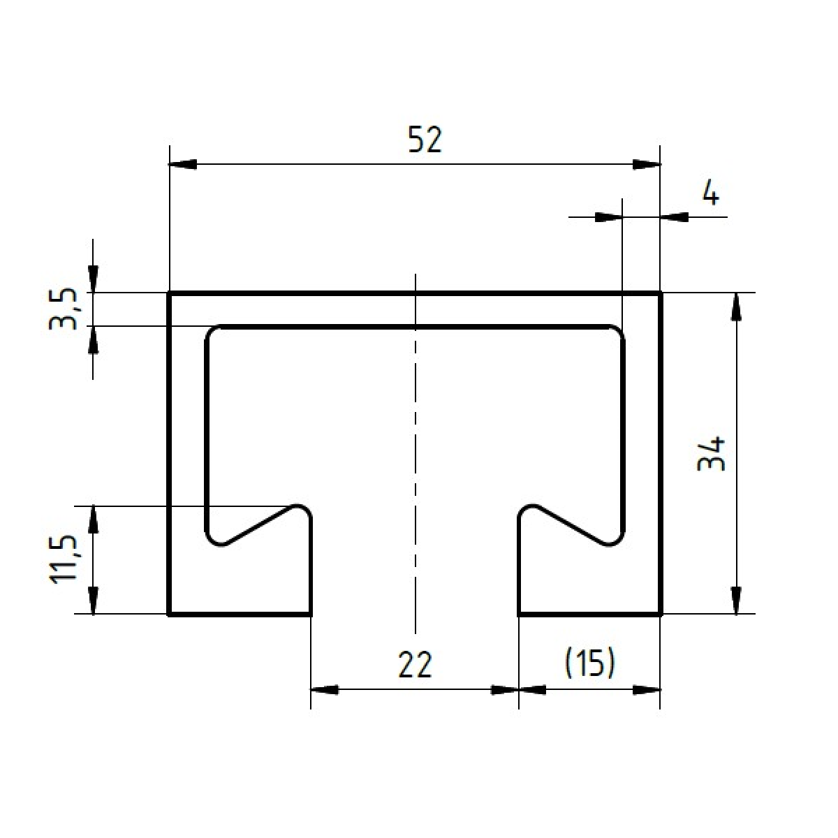 Profil 52/34 warmgewalzt - 1.000 mm - gelocht - WB