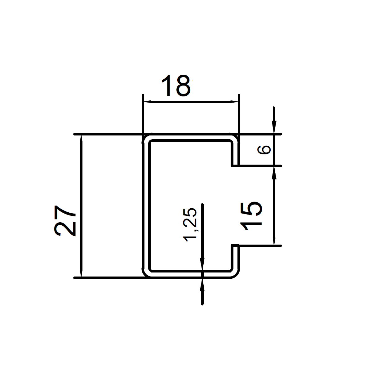 Profil 27/18 - 2.000 mm - gelocht - ZN