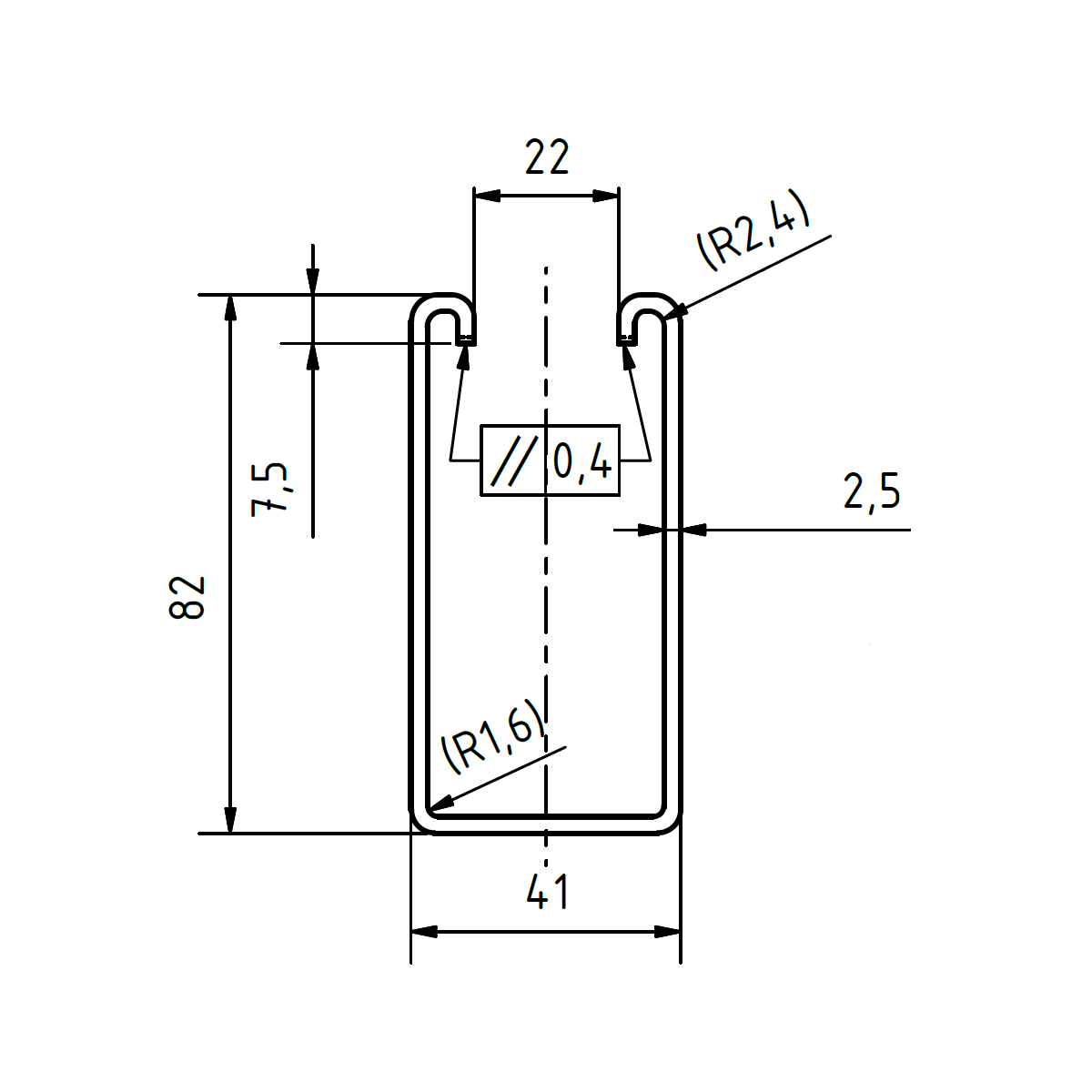 Profil 41/82 - 1.000 mm - gelocht - WB