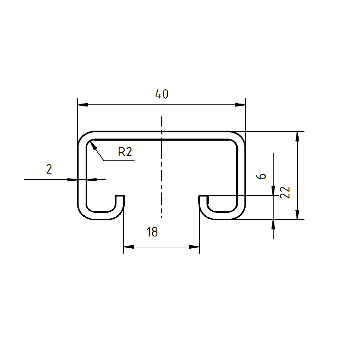 Profil 40/22 - 1.000 mm - gelocht - WB