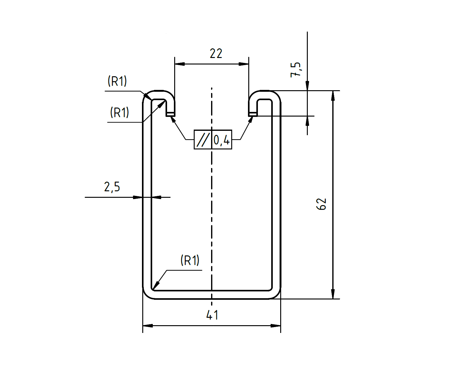 Profil 41/62 - 1.000 mm - gelocht - WB