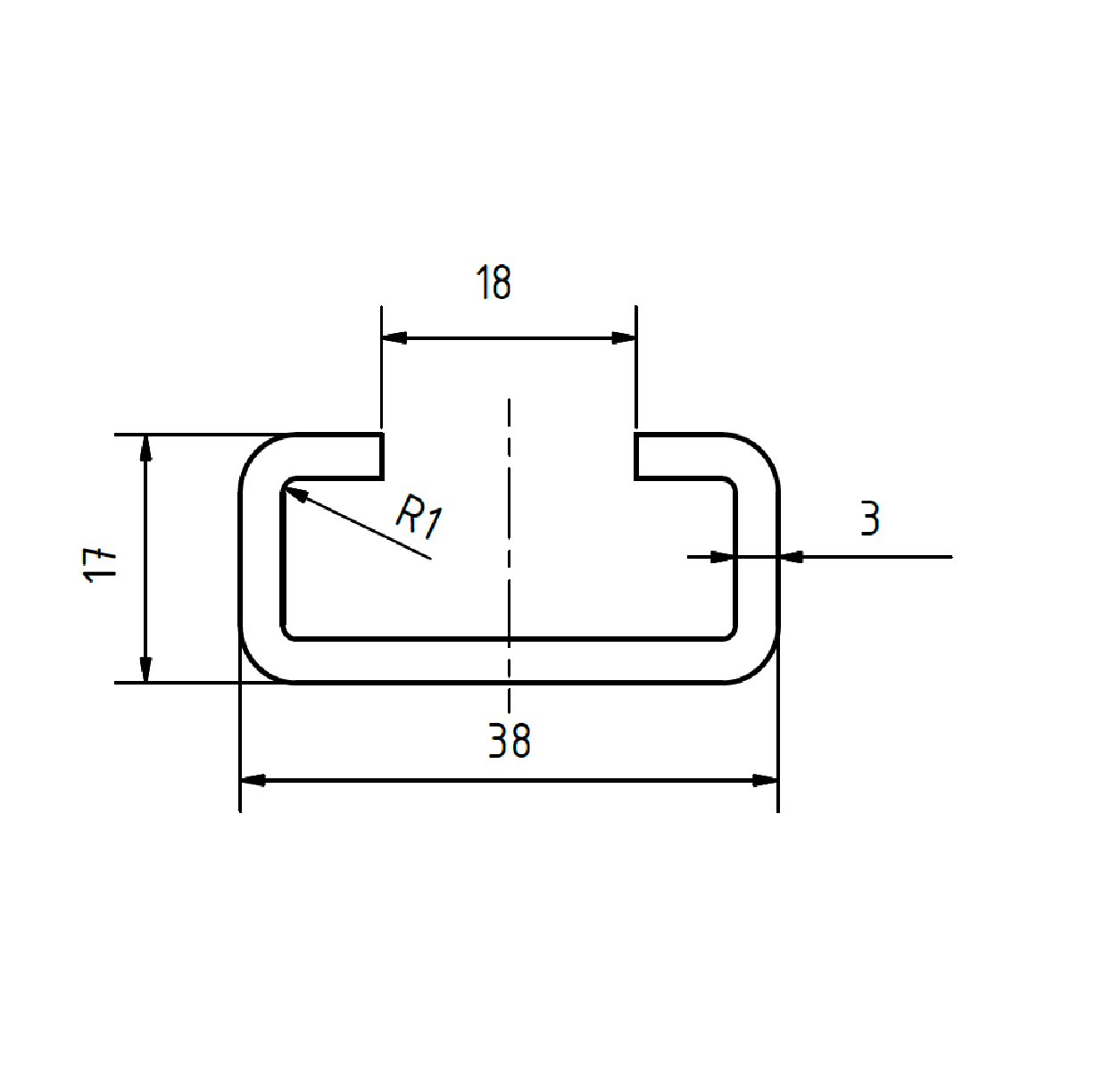 Profil 38/17 - 1.000 mm - gelocht - WB