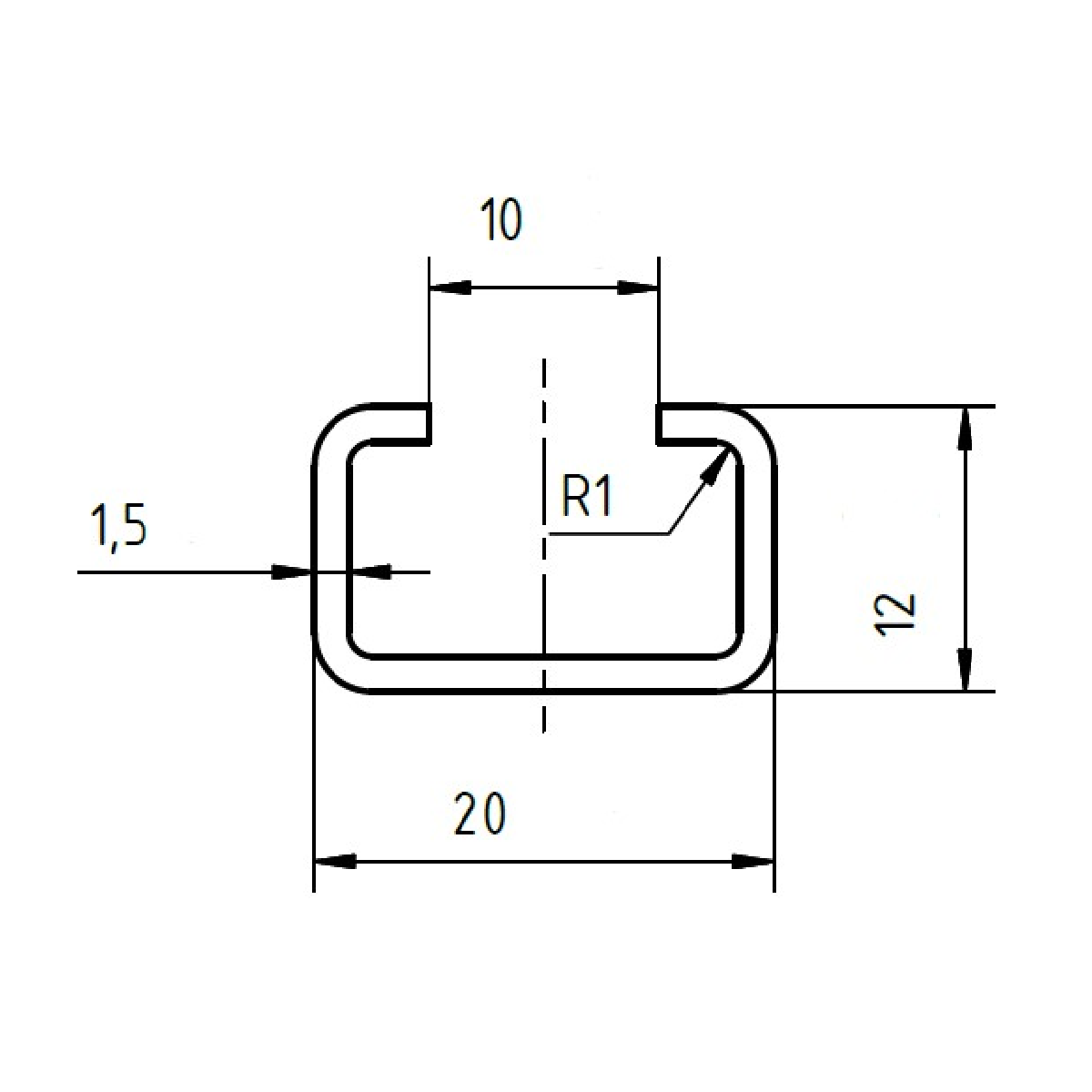Profil 20/12 - 1.000 mm - gelocht - WB