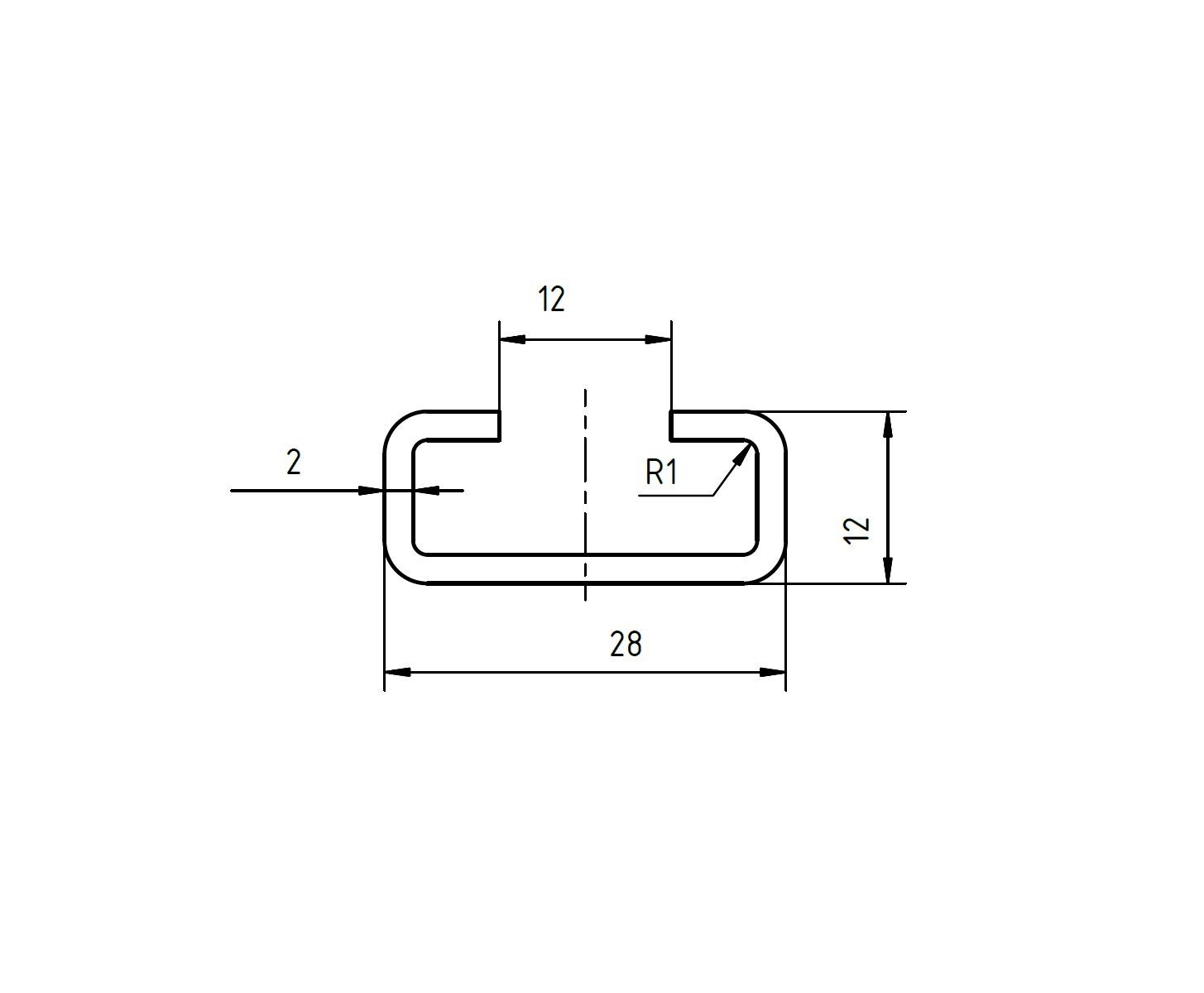 Profil 28/12 - 1.000 mm - gelocht - WB